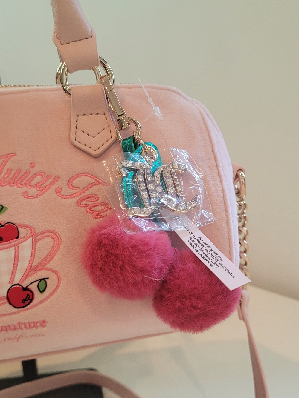 Juicy Couture Pink 'Spill the Juicy Tea' Velvet Satchel - Picture 2 of 4